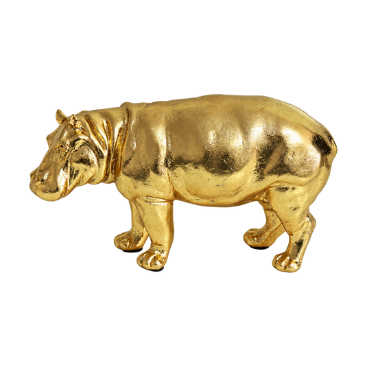 Golden Hippo Figurine, transparent background