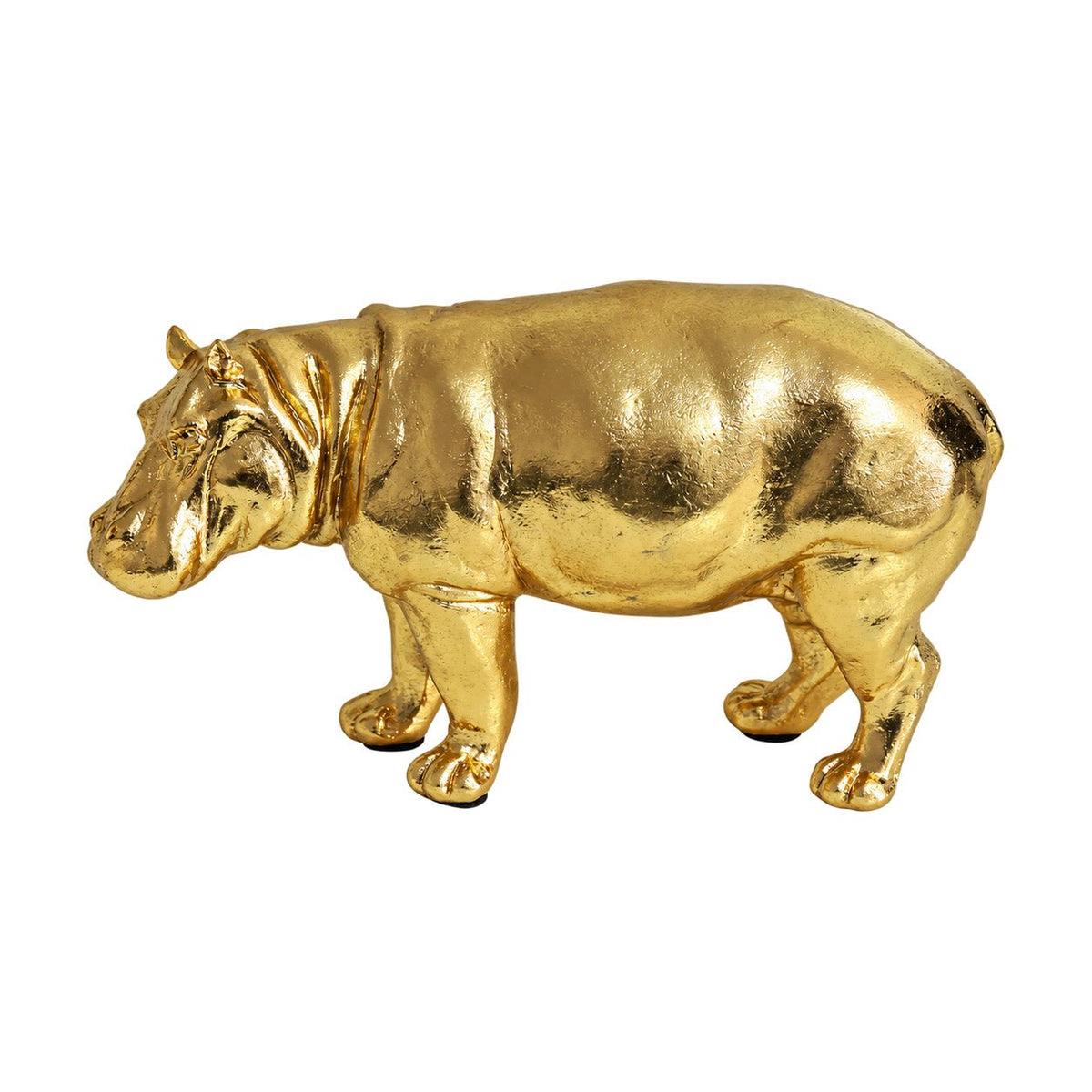 Golden Hippo Figurine, white background