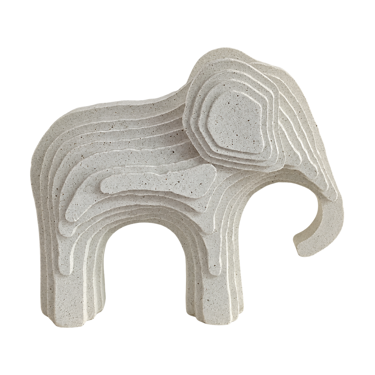 Small Layered-Stone Elephant Figurine, transparent background