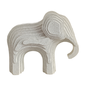 Small Layered-Stone Elephant Figurine, transparent background
