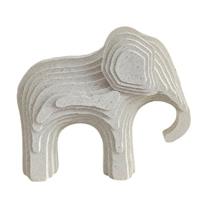Small Layered-Stone Elephant Figurine, white background