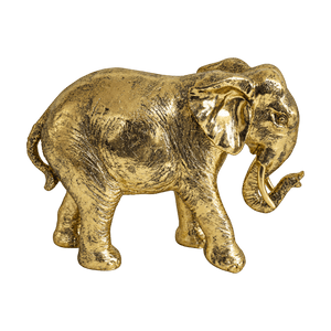 Large Gold Walking Elephant Figurine, transparent background