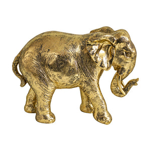 Large Gold Walking Elephant Figurine, white background