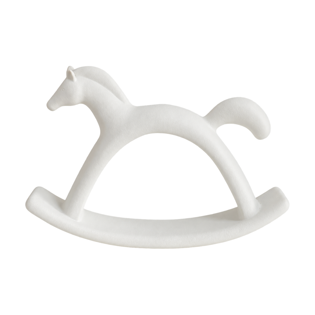 White Ceramic Rocking Horse Figurine, transparent background