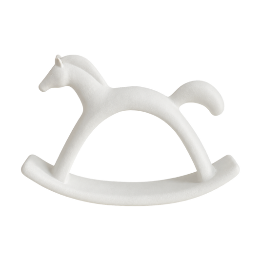 White Ceramic Rocking Horse Figurine, transparent background