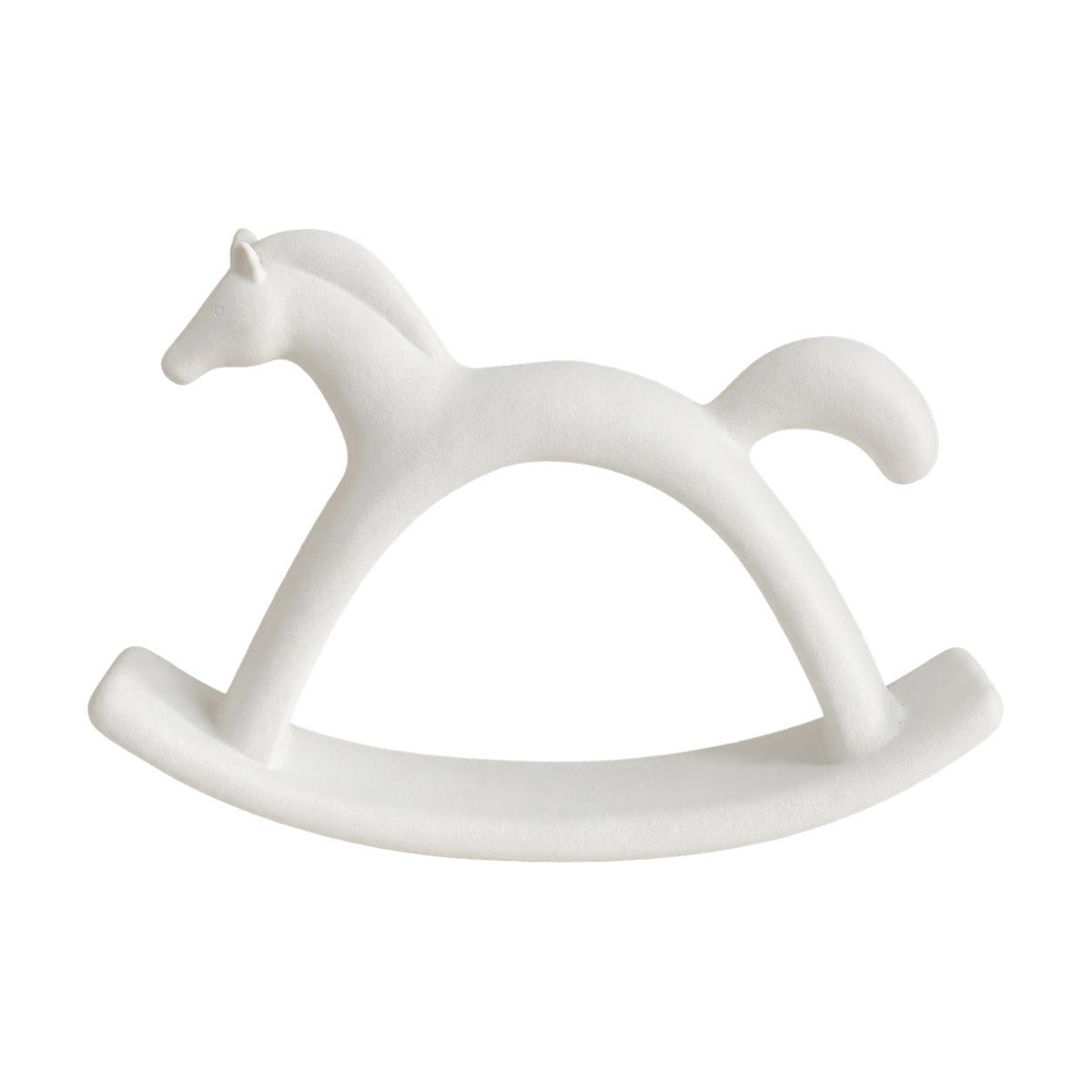 White Ceramic Rocking Horse Figurine, white background