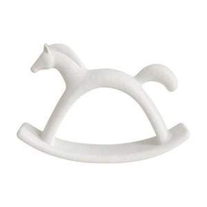 White Ceramic Rocking Horse Figurine, white background