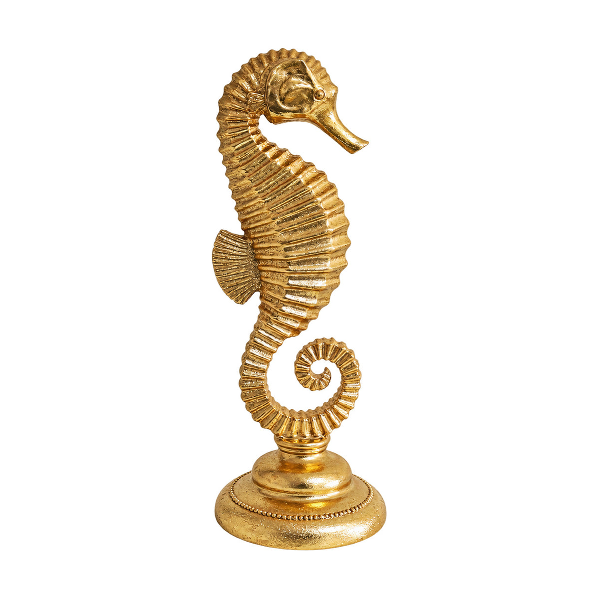 Gold Seahorse Figurine, white background