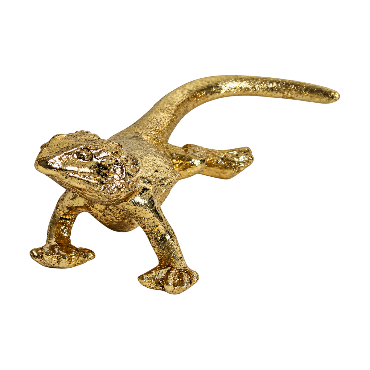 Gold Lizard Figurine, transparent background