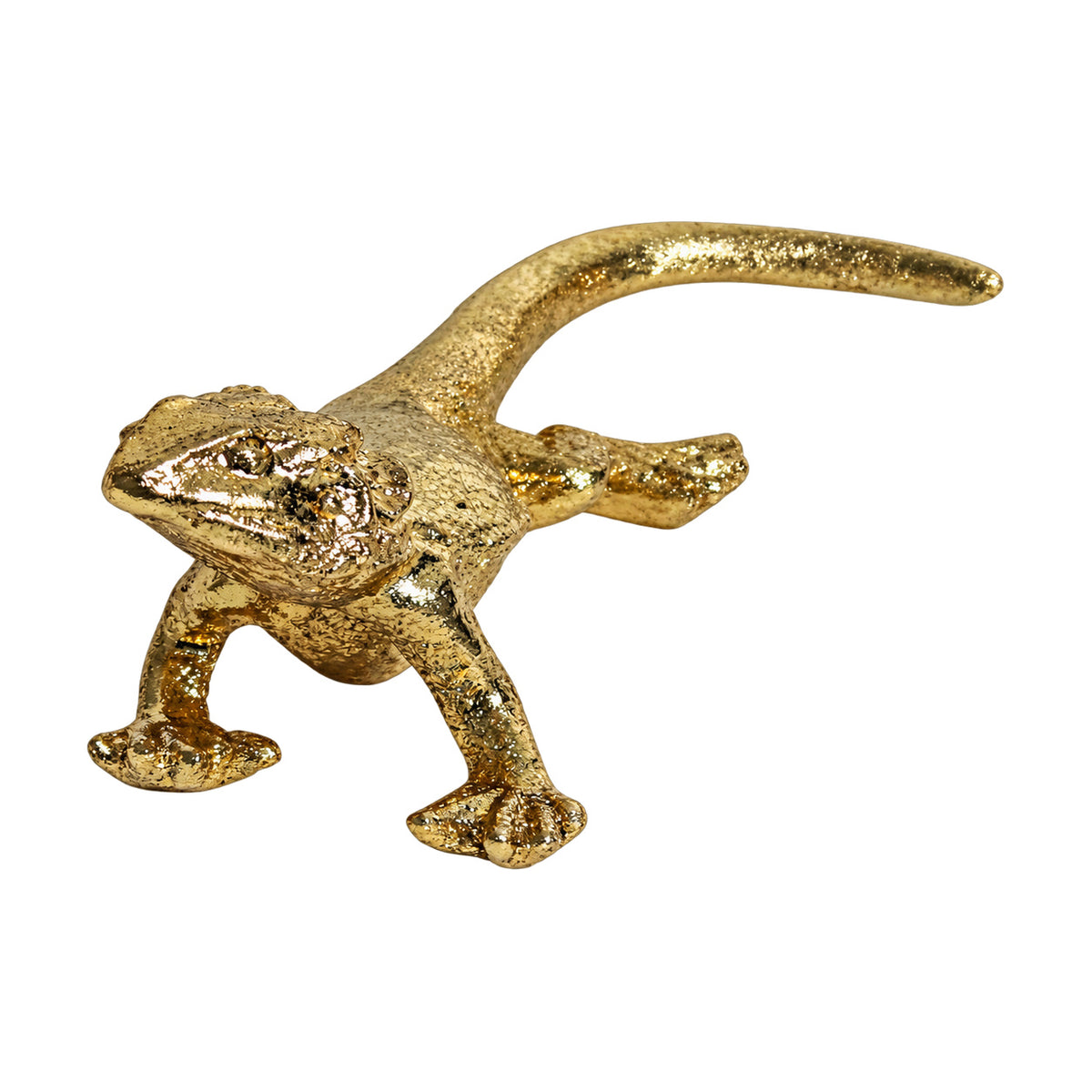 Gold Lizard Figurine, white background