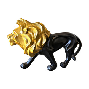 Gold-Mane Black Lion Figurine, white background