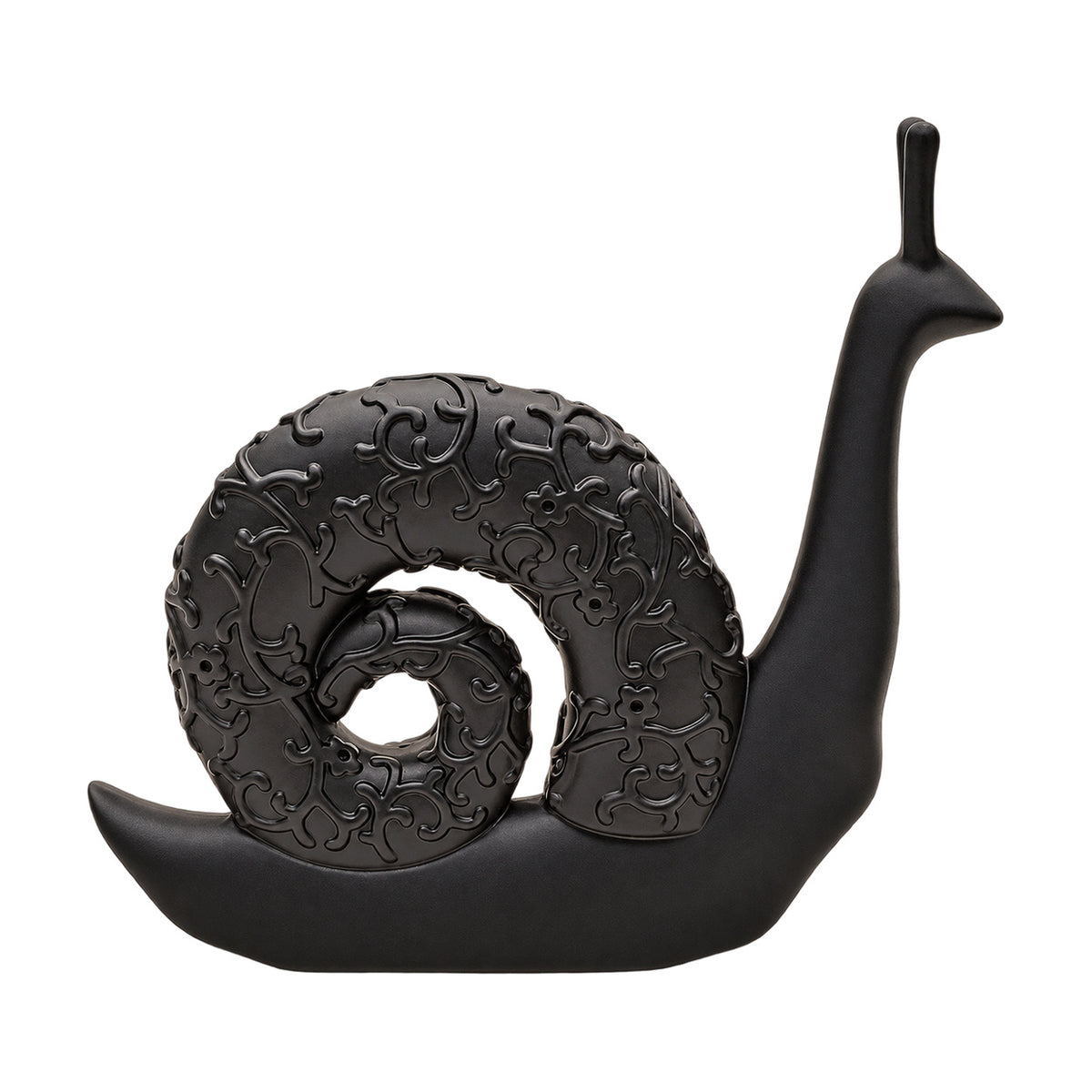 Black Snail Figurine, white background