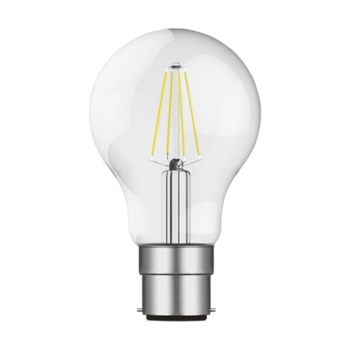 6.5W Clear A60 Filament LED Bulb, B22, 4000K, Dimmable — white background product image