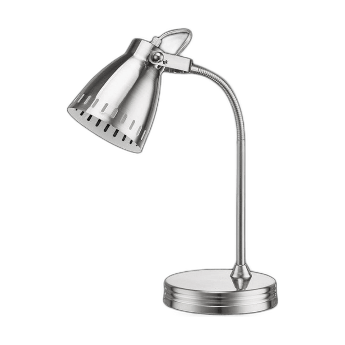 Nickel Satin Flexi Desk Lamp with In-Line Switch, E27, 40W — transparent background product image