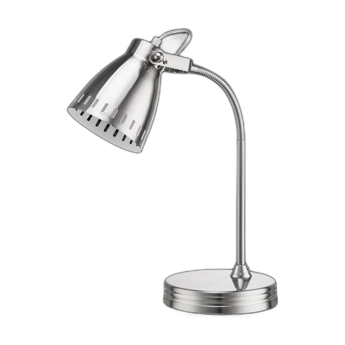 Nickel Satin Flexi Desk Lamp with In-Line Switch, E27, 40W — white background product image