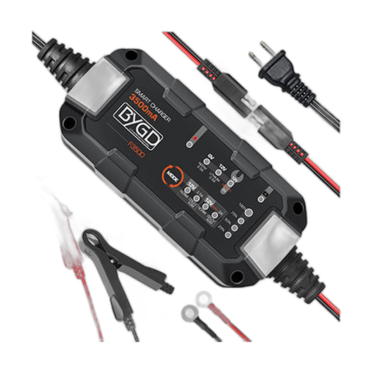 230VAC 6/12VDC 3.5A 8-Stage Battery Charger, GEL/AGM/LiFePO4 — transparent background product image