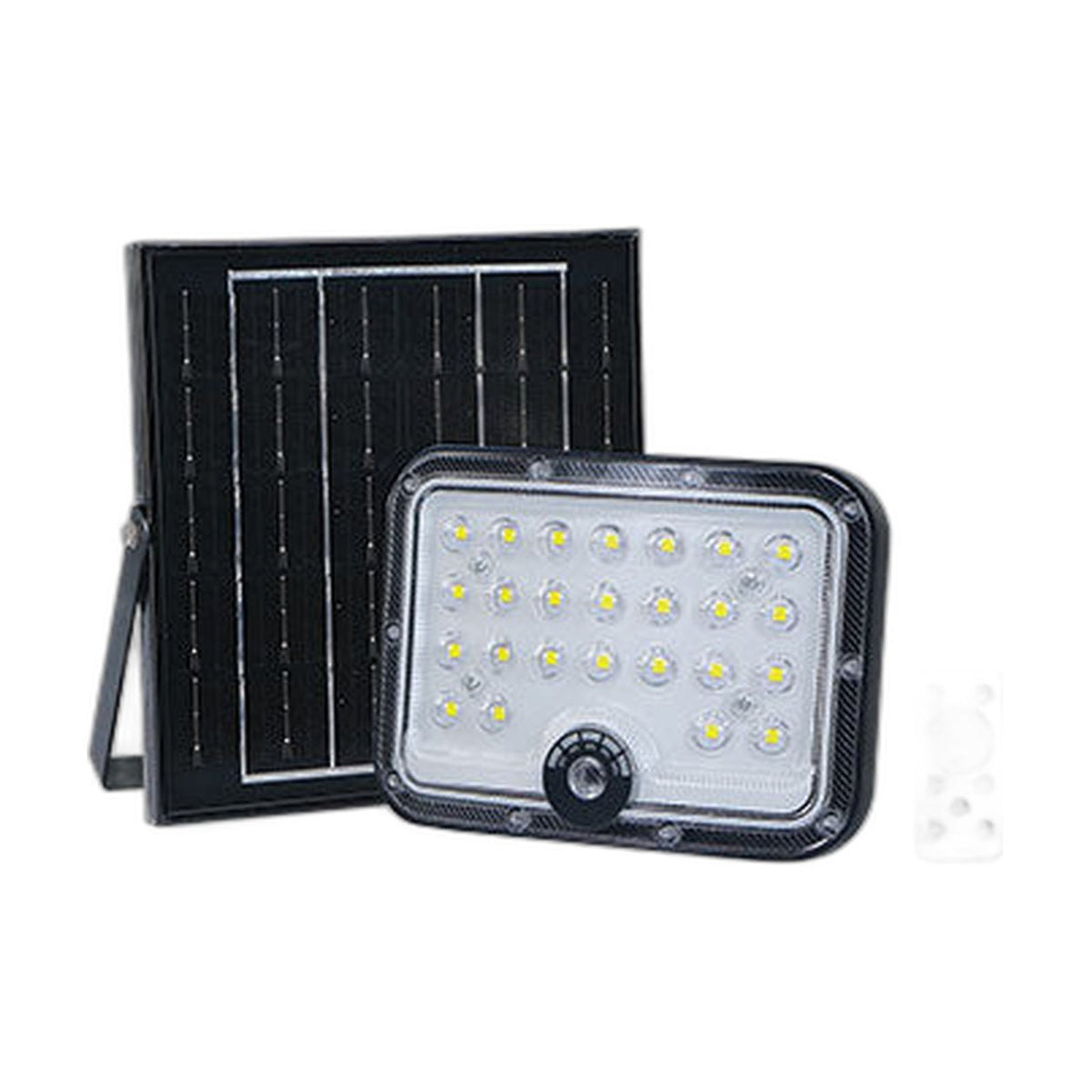 20W 3CCT LED Solar Floodlight Kit, 8W Panel, 3.2V/5Ah Battery with Remote — white background product image