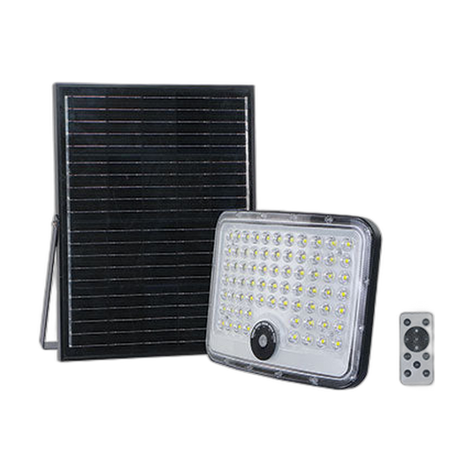 200W 3CCT LED Solar Floodlight Kit, 20W Panel, 3.2V/20Ah Battery with Remote — transparent background product image