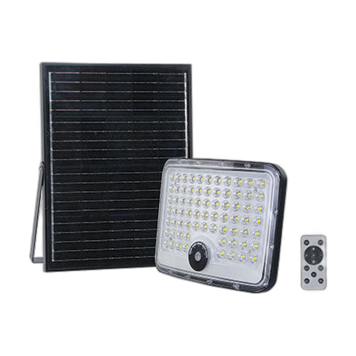 200W 3CCT LED Solar Floodlight Kit, 20W Panel, 3.2V/20Ah Battery with Remote — white background product image