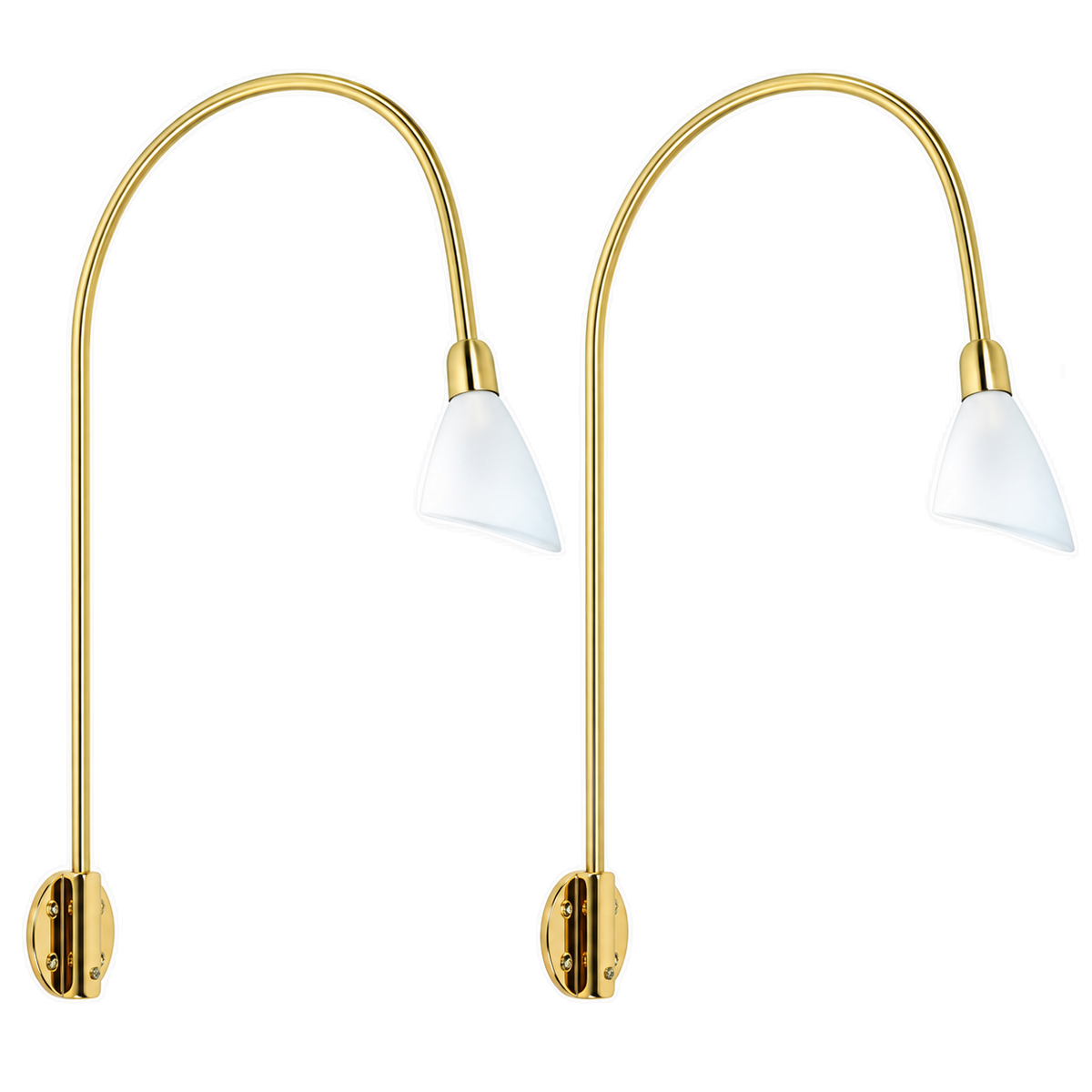 2-Light Picture Light Set with Gold and Frosted White Shades - transparent background