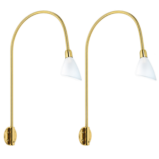 2-Light Picture Light Set with Gold and Frosted White Shades - transparent background