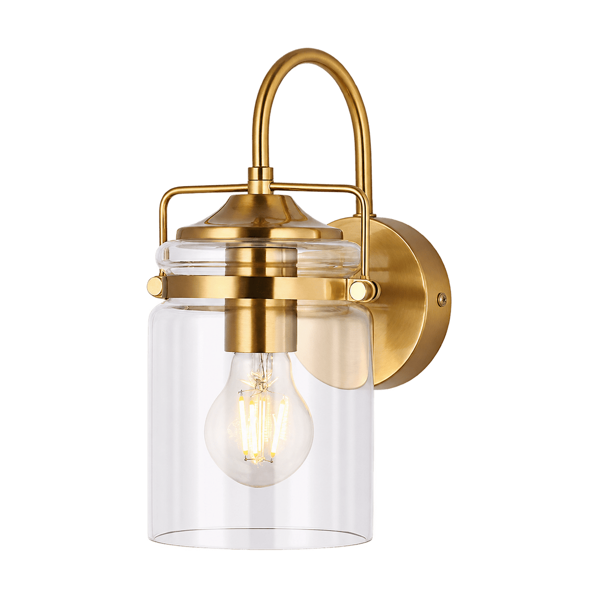 Portside Wall Light, Gold with Clear Glass – transparent background