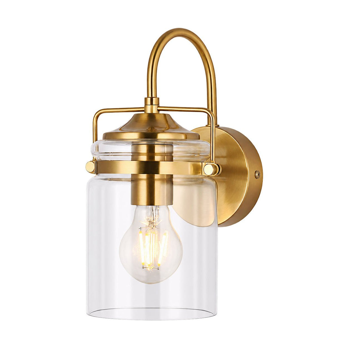 Portside Wall Light, Gold with Clear Glass – white background