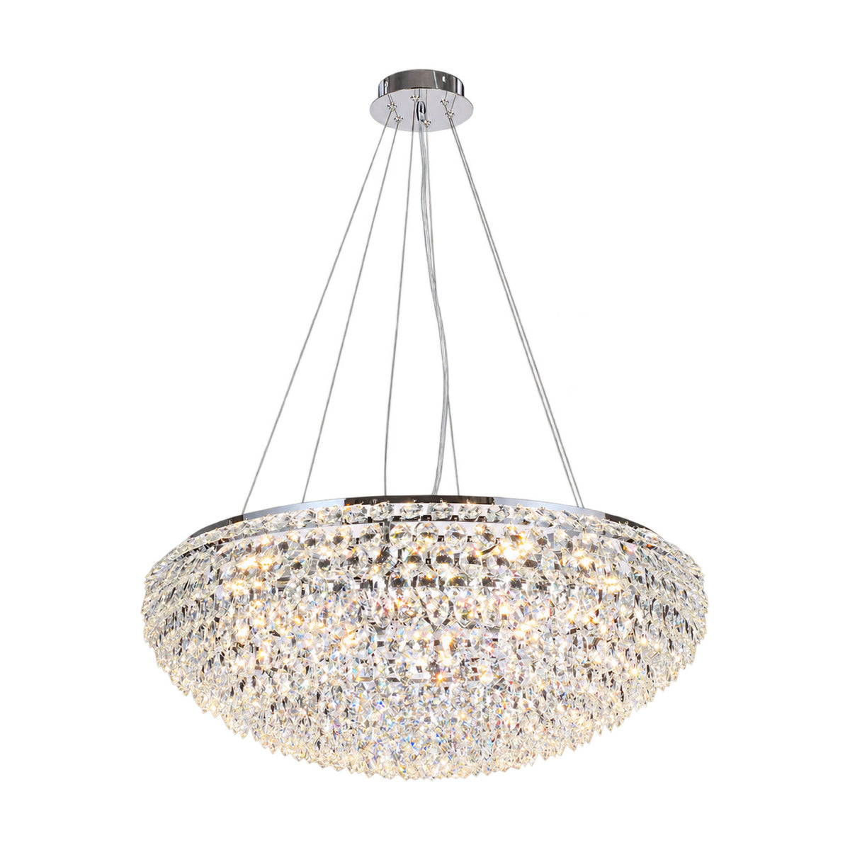 18-Light Legacy Crystal Chandelier, Chrome – white background