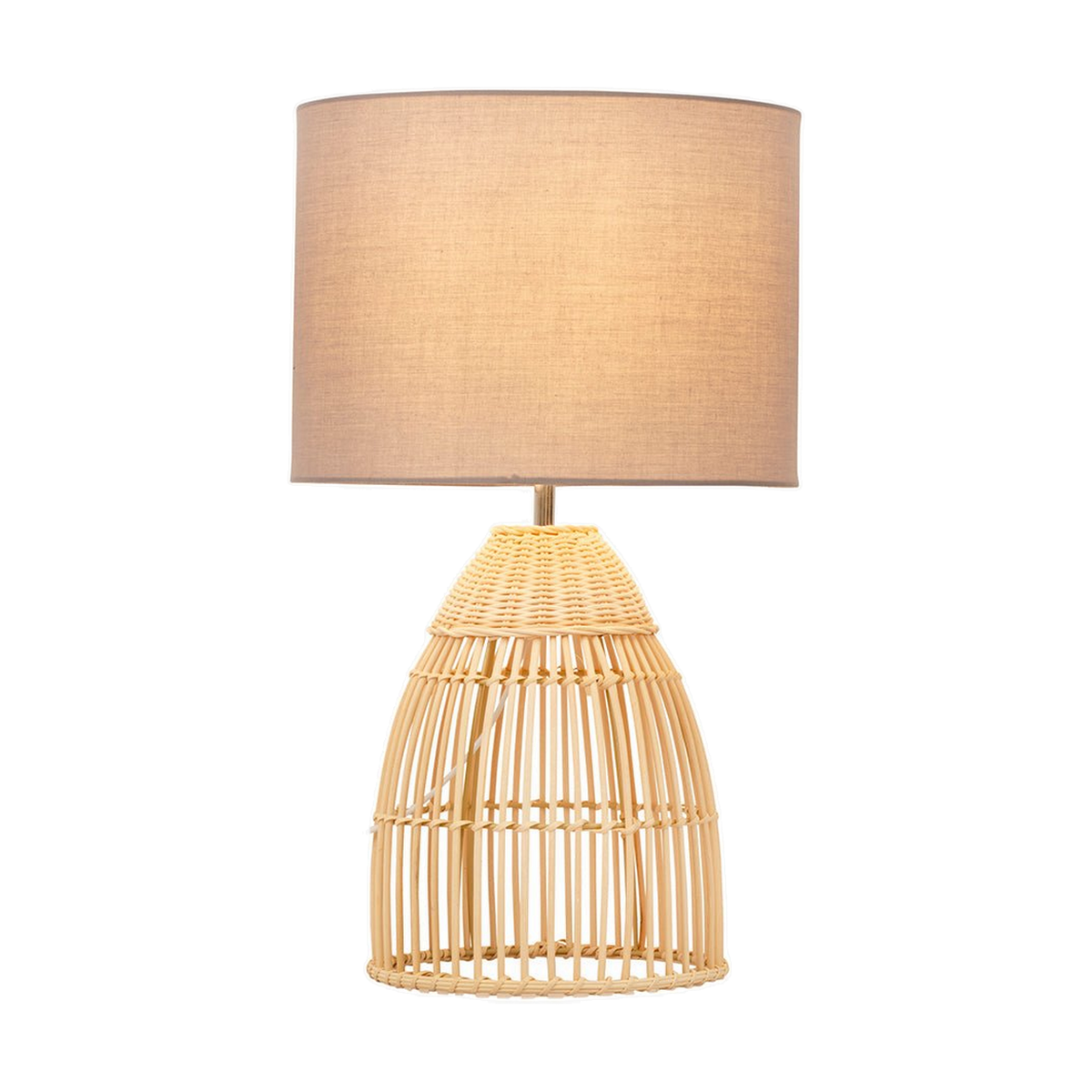 Wick Natural Woven Rattan Table Lamp with Fabric Shade product image on a transparent background