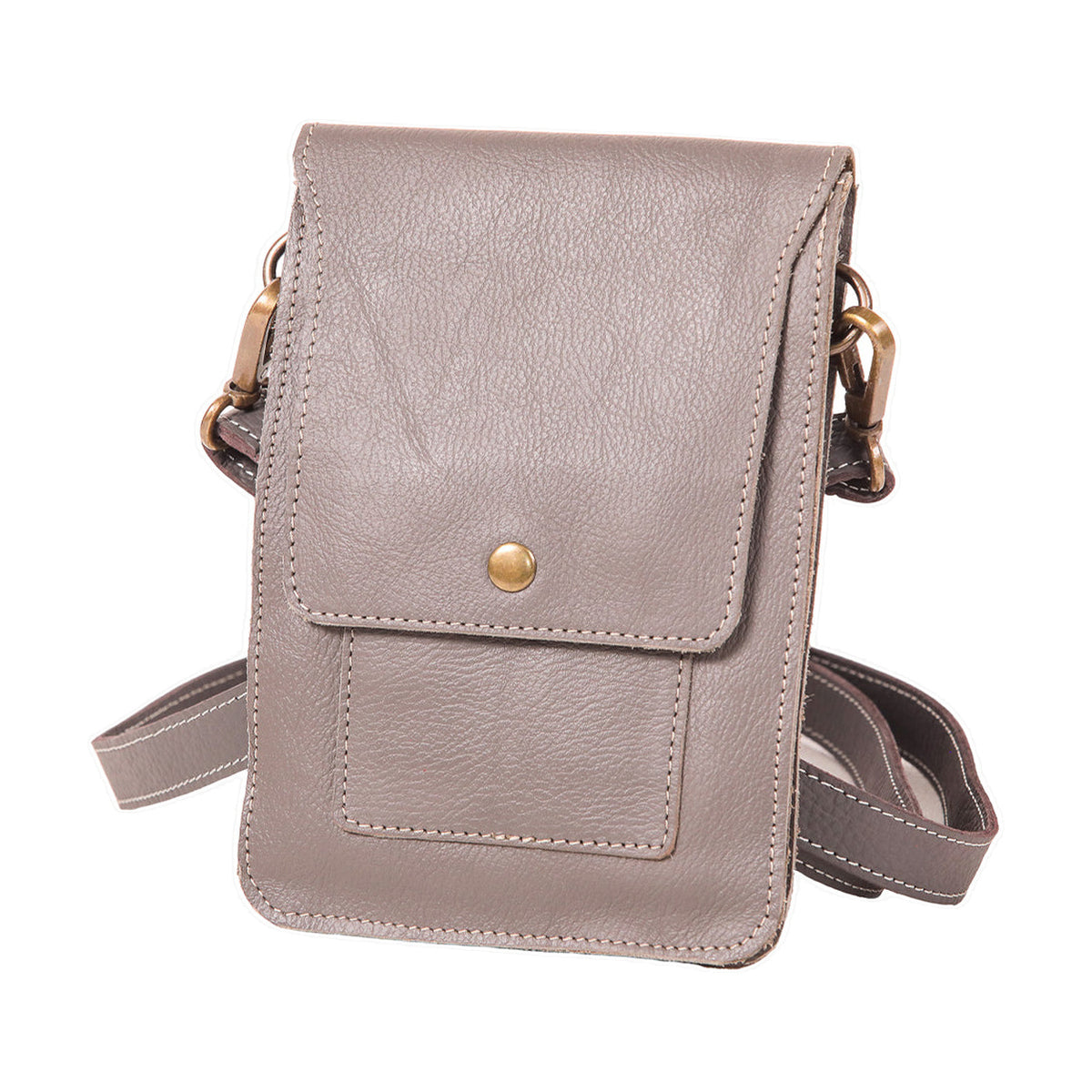 Dark Grey Buffalo Leather Mobile Case product image on a white background