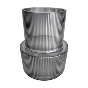 Grey Ribbed Glass Vase — transparent background