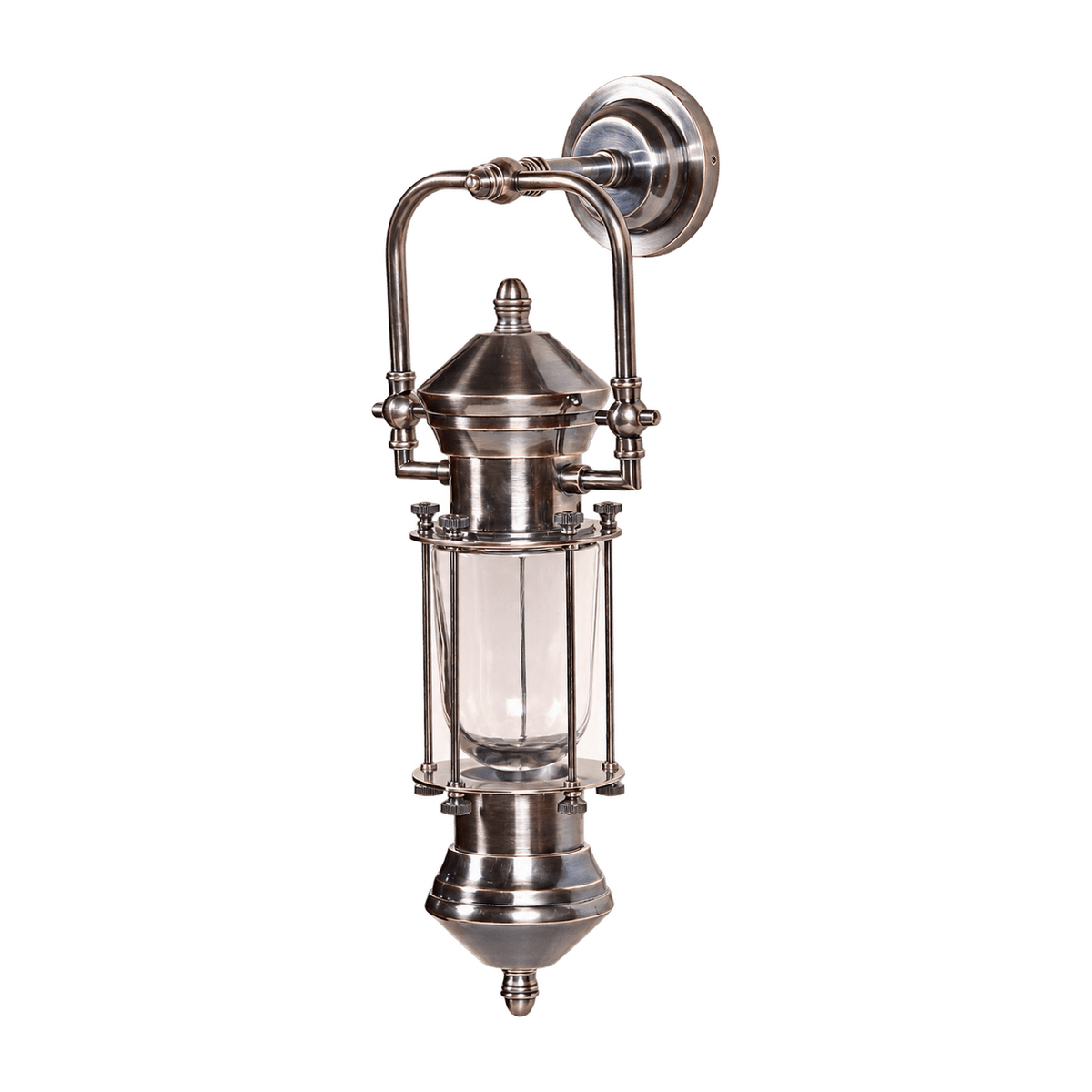 Antique Silver & Copper Wall Light, IP54, E27 — transparent background