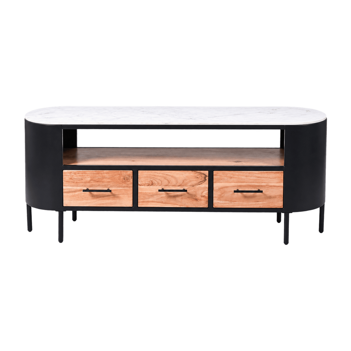 Industrial Chic Marblewood TV Cabinet 145cm × 40cm × 60cm — transparent background