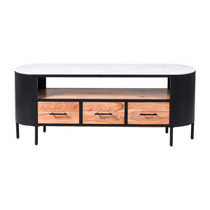 Industrial Chic Marblewood TV Cabinet 145cm × 40cm × 60cm — transparent background