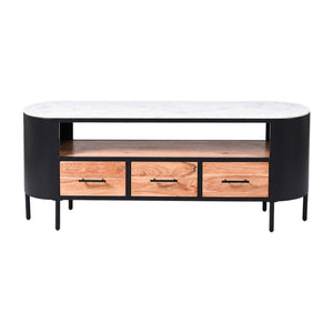 Industrial Chic Marblewood TV Cabinet 145cm × 40cm × 60cm — white background