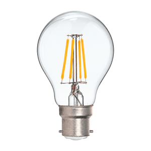 4W Clear A60 Filament LED Bulb, B22, 4000K, transparent background, 1254 × 1254