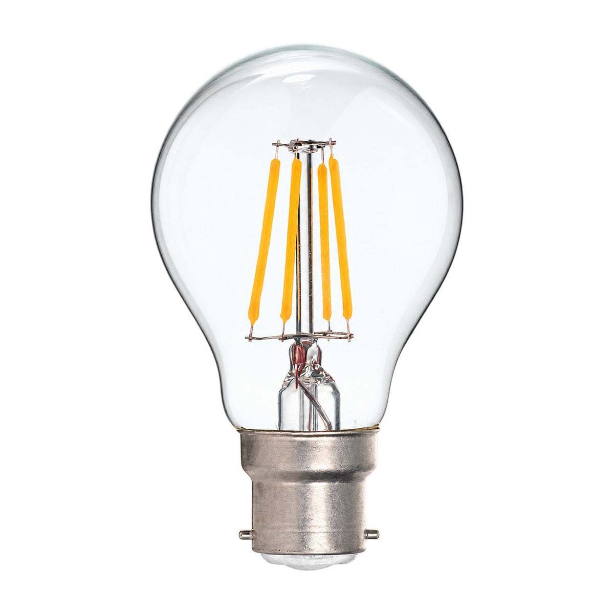 4W Clear A60 Filament LED Bulb, B22, 4000K, white background, 1254 × 1254