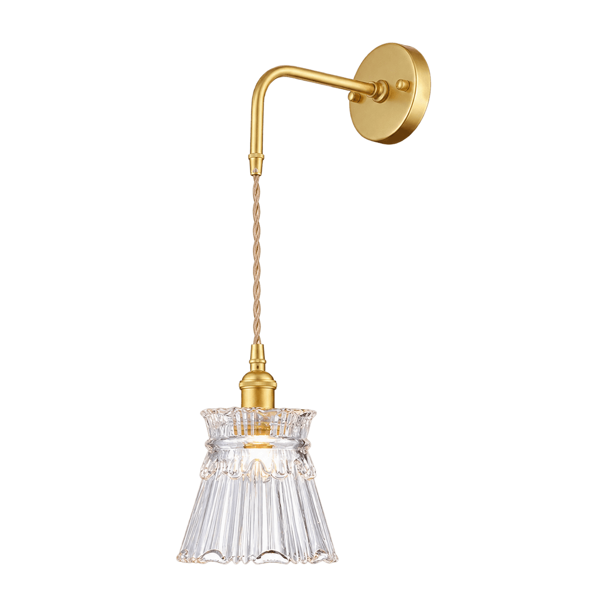 Vintage Cut Glass Wall Light, Satin Gold & Clear Glass, E14, transparent background, 1254 × 1254