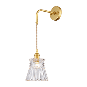 Vintage Cut Glass Wall Light, Satin Gold & Clear Glass, E14, transparent background, 1254 × 1254