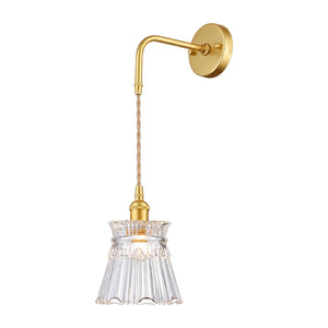 Vintage Cut Glass Wall Light, Satin Gold & Clear Glass, E14, white background, 1254 × 1254