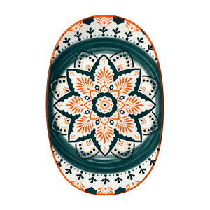 Ceramic Oval Plate - Forest Bloom, transparent background, 1254 × 1254