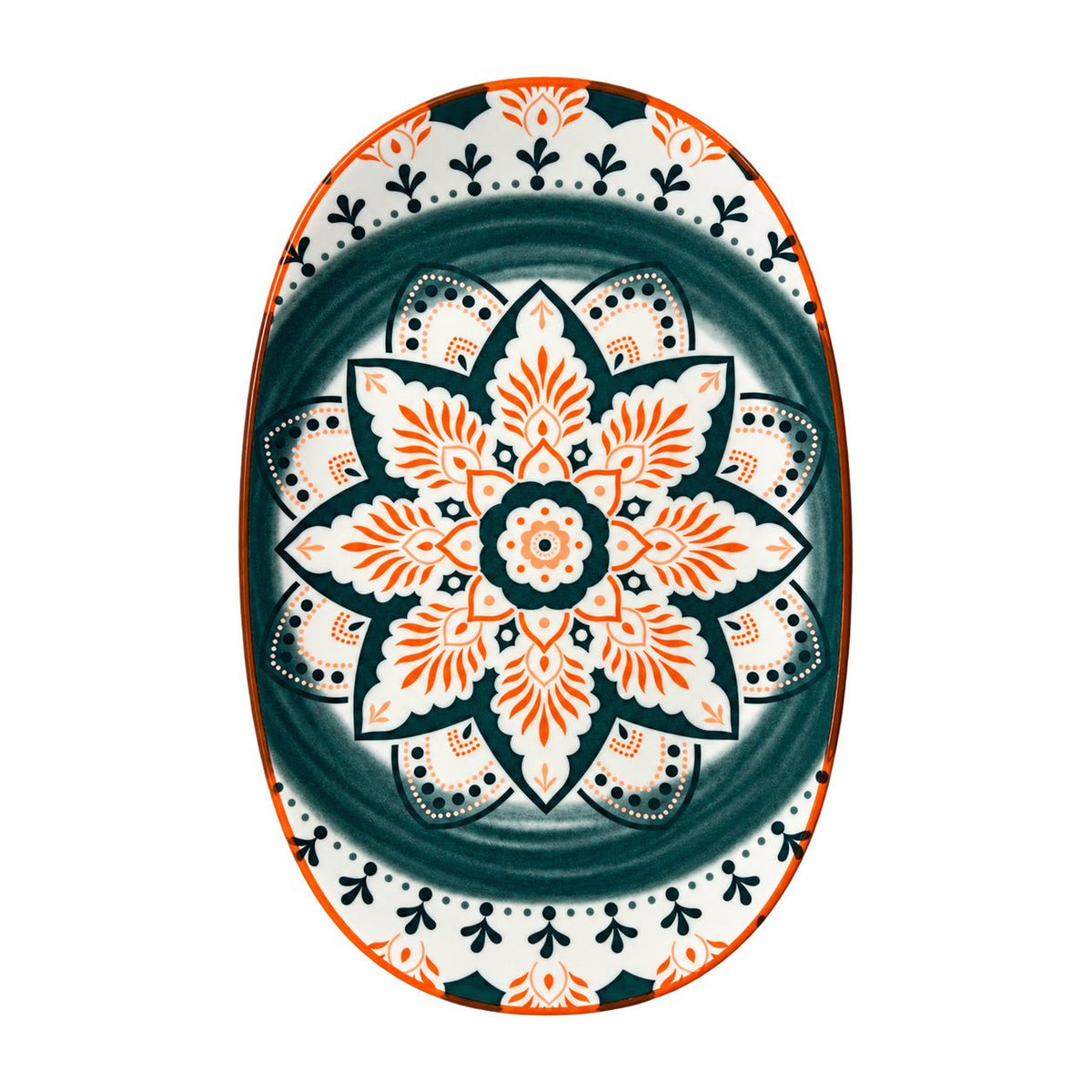 Ceramic Oval Plate - Forest Bloom, white background, 1254 × 1254