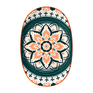 Ceramic Oval Plate - Forest Bloom, white background, 1254 × 1254