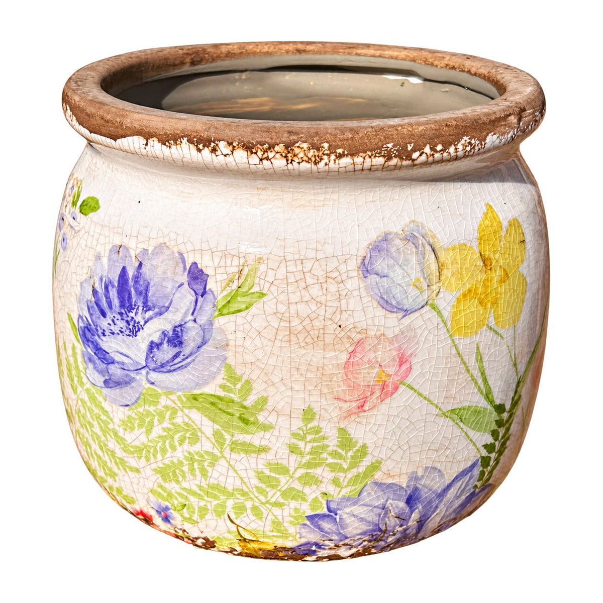 Ceramic Pot - Wild Flower Garden — white background