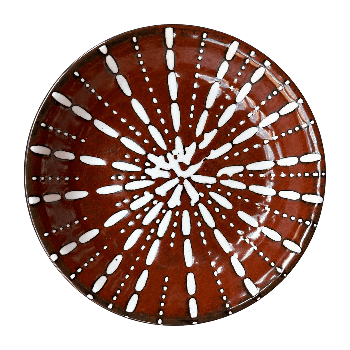 Ceramic Flat Bowl - Reddish Brown Sea Urchin — transparent background