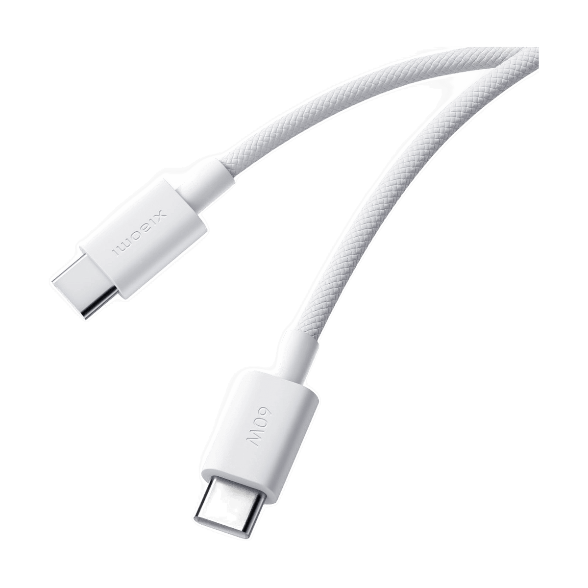 Xiaomi 3A Braided USB Type-C to USB Type-C Cable 1M - White with transparent background