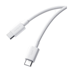 Xiaomi 3A Braided USB Type-C to USB Type-C Cable 1M - White on a white background