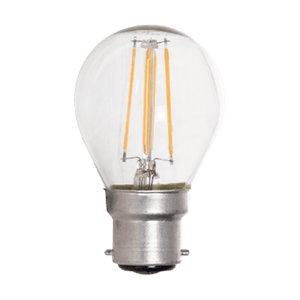 4W Clear Golf Ball Filament LED Bulb, B22, 4000K with transparent background