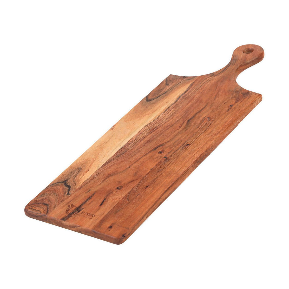 Acacia Wood Chopping Board with Handle 60cm × 18cm × 1.5cm on a white background