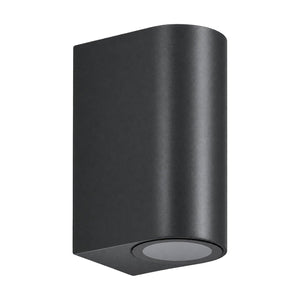 Black GU10 LED Up/Down Wall Light on a white background